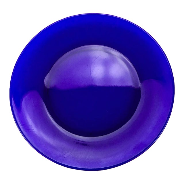 Vintage 6” Deep Cobalt Blue French Glass Serving Plates For Sale