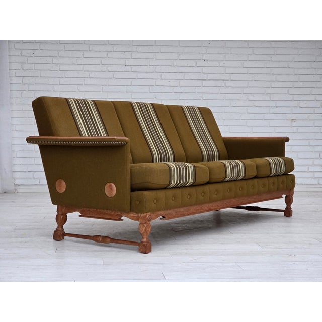 Danish 3-Seater Sofa in Furniture Wool and Oak Wood, 1970s For Sale - Image 17 of 17