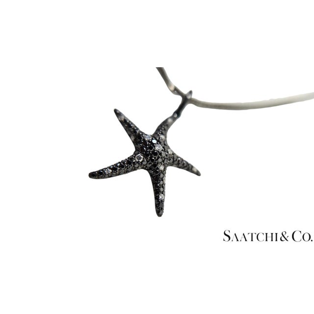 Contemporary Black Gold 18k Pendant With 14k Chain - 0.65 Ct Natural Black Diamond, 5.3 Grams For Sale - Image 3 of 5