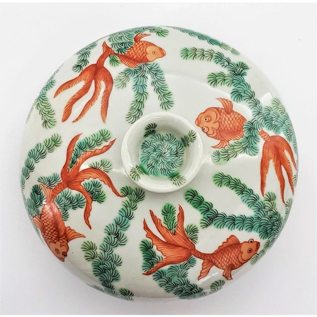 AK Dutch Delftware Lidded Serving Dish With Koi Fish For Sale - Image 4 of 12