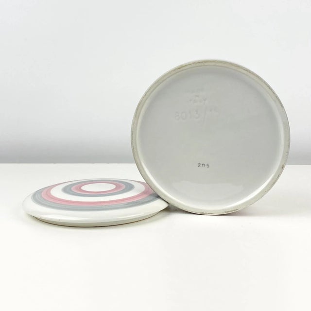 1970s Italian Grey and Pink Striped Ceramic Canister Containers For Sale - Image 10 of 13