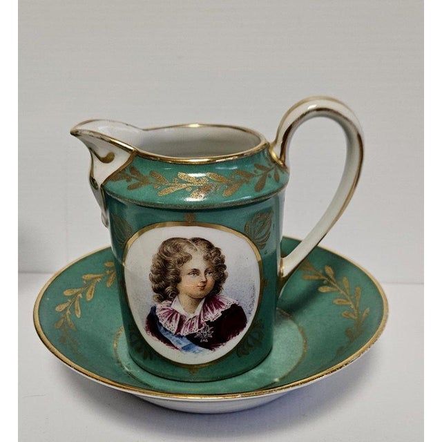 Traditional 19th Century Porcelain Tea Service with Napoleon from Imperial Sèvres Manufactory, Set of 6 For Sale - Image 3 of 7