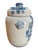 Hand painted Spanish apothecary tabac jar, circa 1900. Painted with a mask/cherub cartouche with a radiating floral...