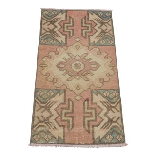 1970s Tribal Medallion Hand Knotted Doormat For Sale