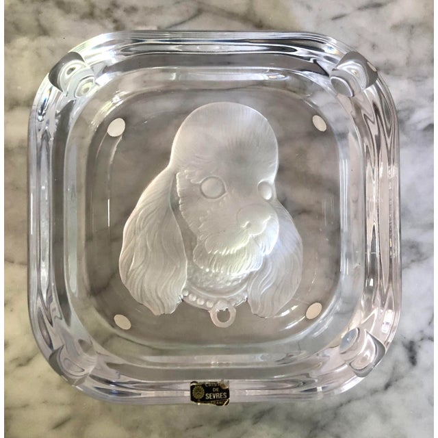 Figurative French Sevres Crystal Poodle Dog Ashtray/Catchall For Sale - Image 3 of 5