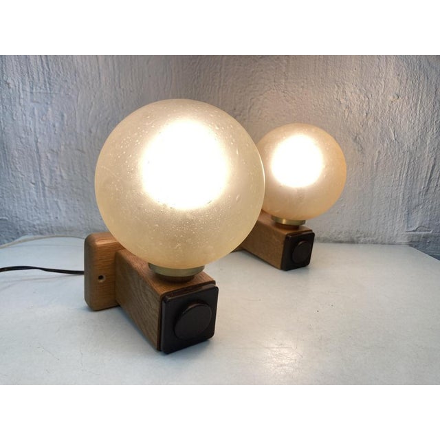 Wall Lamps in Oak and Glass from Temde Leuchten, 1970s, Set of 2 For Sale - Image 6 of 10