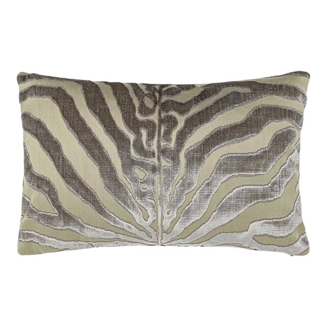 Silk Velvet Animale Scalamandre Lumbar Pillow and Insert For Sale