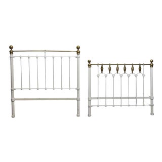 White Brass Full Size Bed Frame Set For Sale