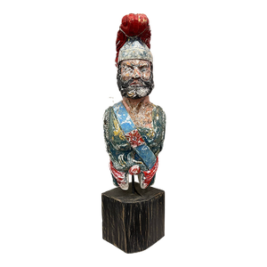 Vintage Carved Polychrome Ship's Figurehead Bust - HMS Ajax