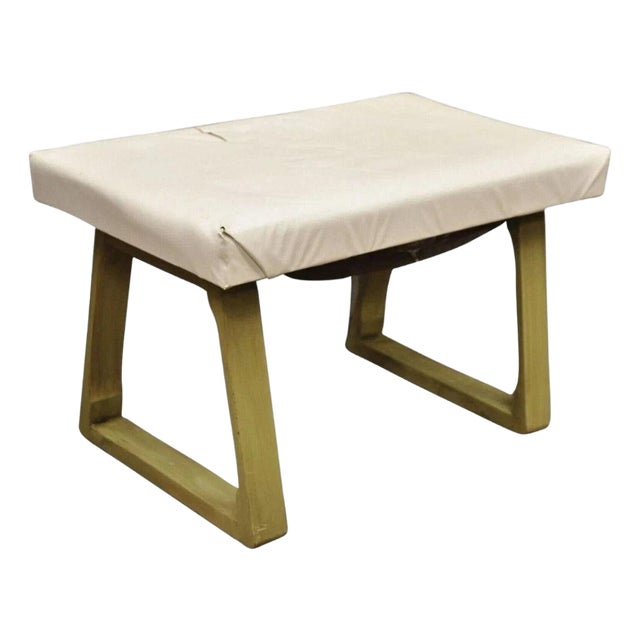 Vintage Mid Century Modern Green Painted Art Deco Vanity Bench Stool Ottoman For Sale