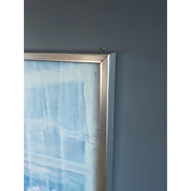 Textile Mid-Century Modern 'The Open Window' Swedish Expressive Coastal View Oil Painting, Framed For Sale - Image 7 of 13