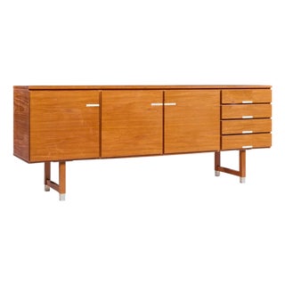 Kai Kristiansen for Feldballes Møbelfabrik Mid Century Danish Teak and Brass Credenza For Sale
