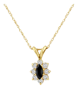 Marquise Sapphire with Diamond Halo .75cttw 14k Yellow Gold 16"