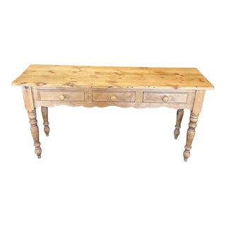 British Scrubbed Pine Country Farmhouse Style Provincial Console or Sofa Table For Sale