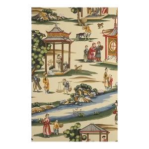 Sample - The House of Scalamandré Shanghai Wallcovering, Multi on Tea Stain