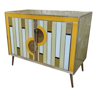 Two-Door Sideboard in Colored Glass, 1980s For Sale