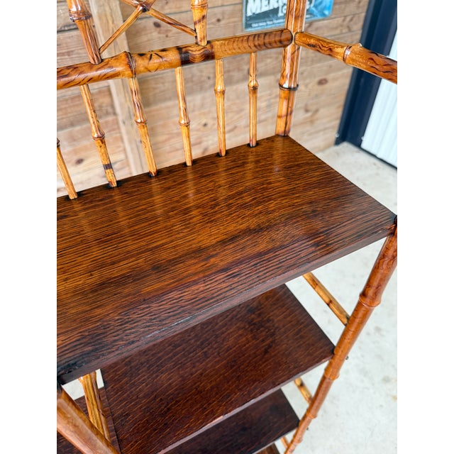 Late 19th Century Restored Victorian Aesthetic Movement Bamboo and Wood Étagère For Sale In Naples, FL - Image 6 of 12
