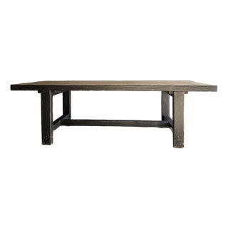 Reclaimed Elm Wood Dining Table in Natural and Black Distress For Sale