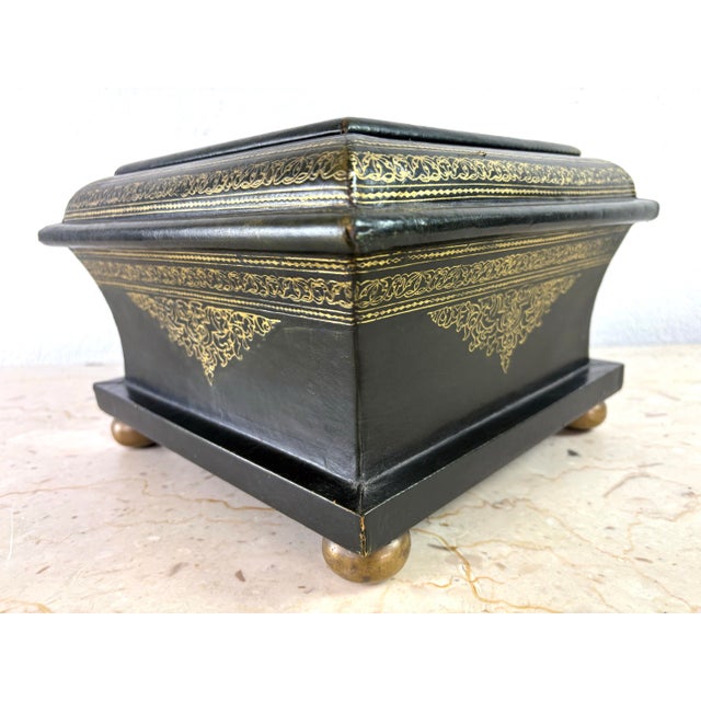 Mid 20th Century Italian Tooled Leather Dresser Box For Sale - Image 10 of 11