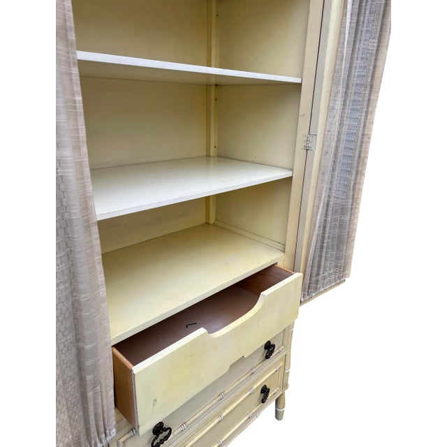 1970s Vintage Faux Bamboo Tall Cabinet Chifferobe Dresser For Sale - Image 5 of 7