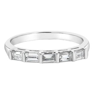 Baguette Diamond Wedding Band 14k White Gold, Size 8 For Sale