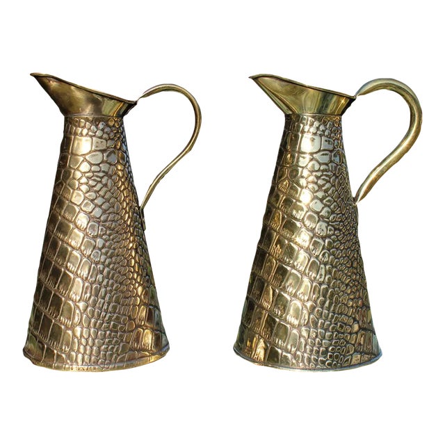 Antique Sankey and Sons Brass Pitchers- a Pair For Sale