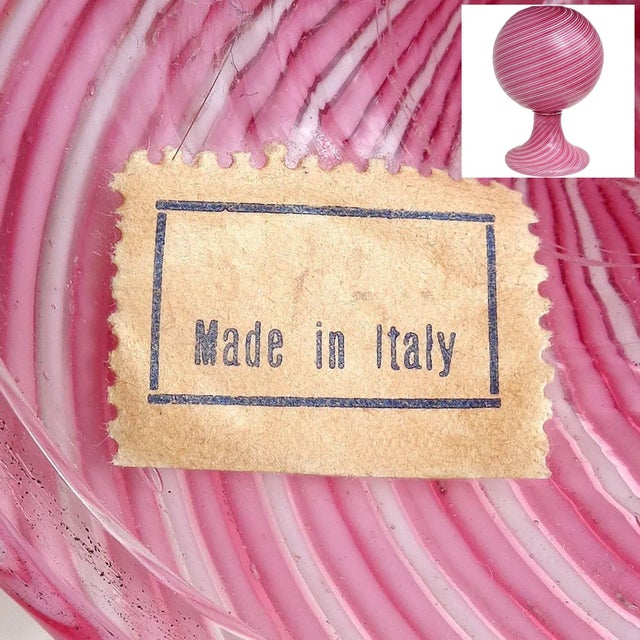 White Murano Dino Martens Blue Green White Stripe Swirl Vintage Italian Art Glass Decanter Bottle Vase For Sale - Image 8 of 9