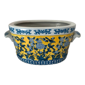 Vintage Yellow & Blue Chinoiserie Foot Bath Planter