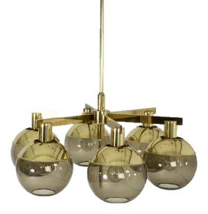Brass and Glass Chandeliers by Hans-Agne Jakobsson for Hans-Agne Jakobsson AB Markaryd, 1960s, Set of 2