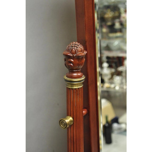 Bombay Company Cherry Wood Victorian Style Standing Cheval Mirror With Drawer For Sale - Image 14 of 18