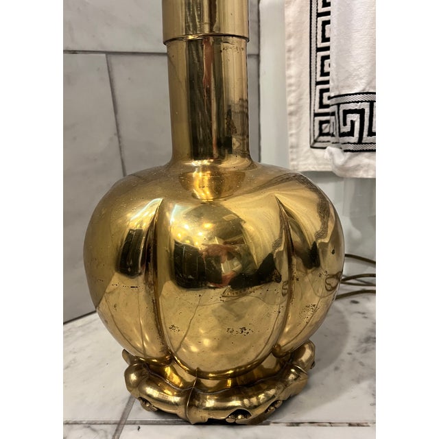 Metal MCM Marbro Lamp With Foo Dog Design For Sale - Image 7 of 9