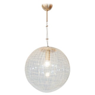 Clear Bowl Glass with Spaghetti Swirl Pendant Lamp from La Murrina, Italy, 1970s For Sale