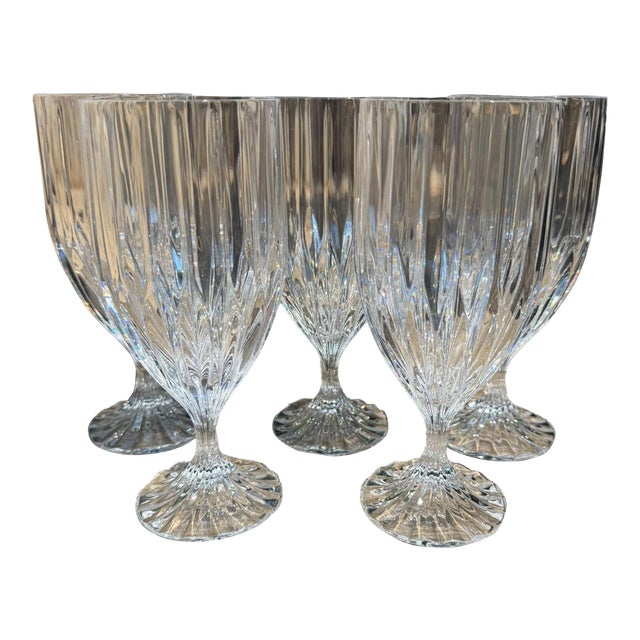 Vintage Mikasa Park Lane Crystal Iced Tea Goblets Glasses Set of 5 For Sale
