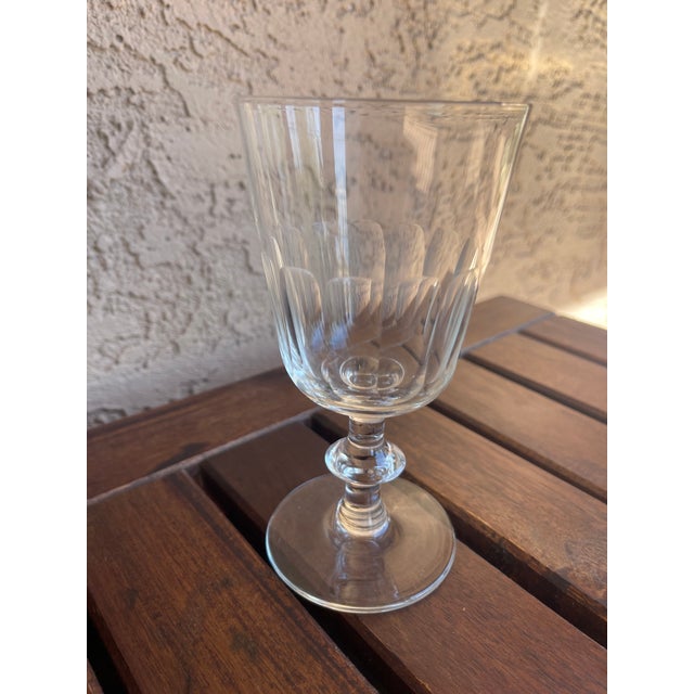 French Provincial Antique France St. Louis Crystal Caton White Wine Goblet Glasses - Pair For Sale - Image 3 of 6