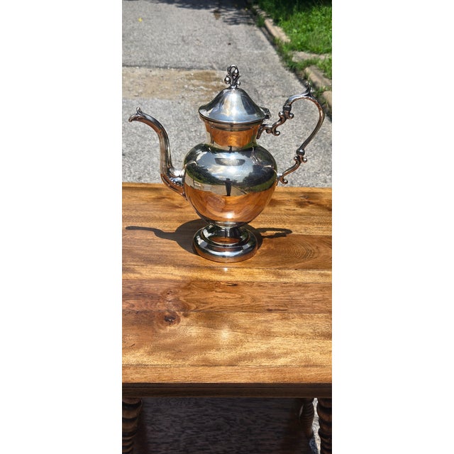 Metal Vintage Silver Plate 3-Piece Coffee & Tea Service Set – Coffee Pot, Teapot & Covered Sugar Bowl For Sale - Image 7 of 18