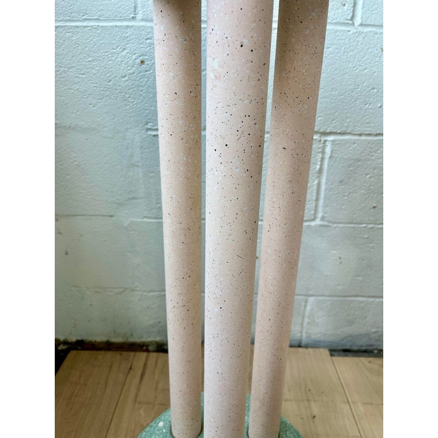 Teal Postmodern Memphis Style Faux Granite Pedestal or Plant Stand For Sale - Image 8 of 9