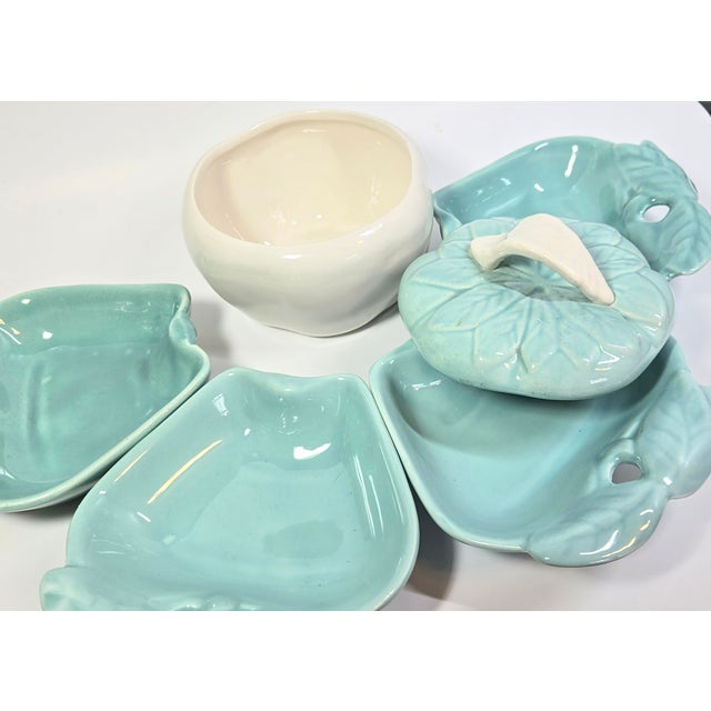 Mid Century Teal Pear Serving Set- Set of Five For Sale - Image 6 of 12