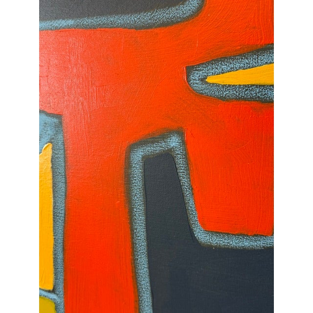 Textile Large 36x48 Mid-Century Modern Abstract Color Block Acrylic Painting on Canvas For Sale - Image 7 of 10
