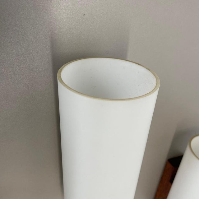 Vintage Satin White Glass and Teak Wall Lights, 1960s, Set of 2 For Sale - Image 9 of 18