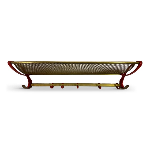 Vintage Brass and Red Lacquer Coat Rack, 1950s For Sale - Image 10 of 10