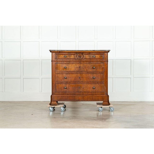 19th Century French Walnut Marble Commode, 1860s For Sale - Image 8 of 15