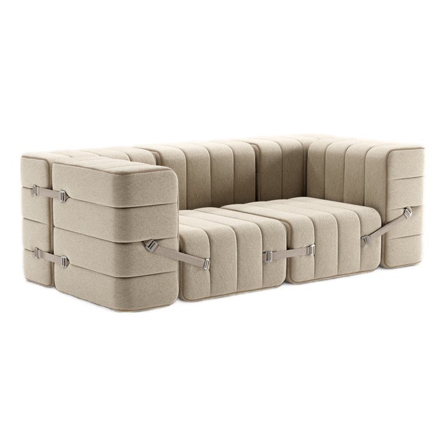 Curt Modular Set - Flexible 2-Seater with Armrests - Jet - 9110 (Grey / Beige) by Ambivalenz, Set of 7 For Sale