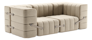 Curt Modular Set - Flexible 2-Seater with Armrests - Jet - 9110 (Grey / Beige) by Ambivalenz, Set of 7