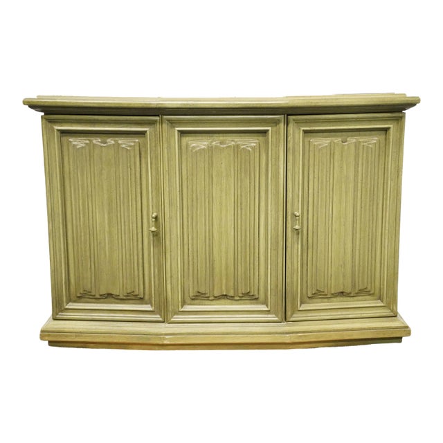 Brandt Furniture Italian Neoclassical Tuscan Style 43" Green Console Cabinet W. Slate Top 8539 For Sale