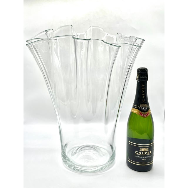 Monumental Scandinavian Clear Glass Floor Vase attributed to Holmegaard, 1970s For Sale - Image 15 of 18