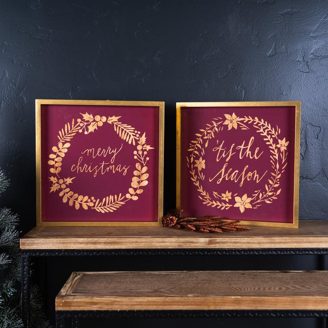 Celebrate the holiday season with this stunning set of Framed Holiday Sentiment Signs. Featuring the warm sentiments...