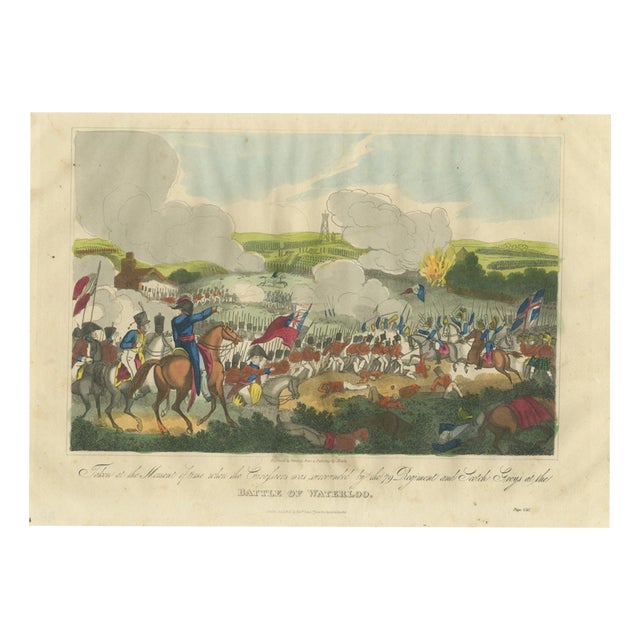 Richard Evans, Battle of Waterloo with Cuirassiers Facing British Infantry, 1816, Engraving For Sale