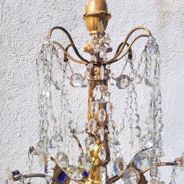 Genoese Chandelier in Gilded Wood and Crystal, Early 19th Century For Sale - Image 3 of 16
