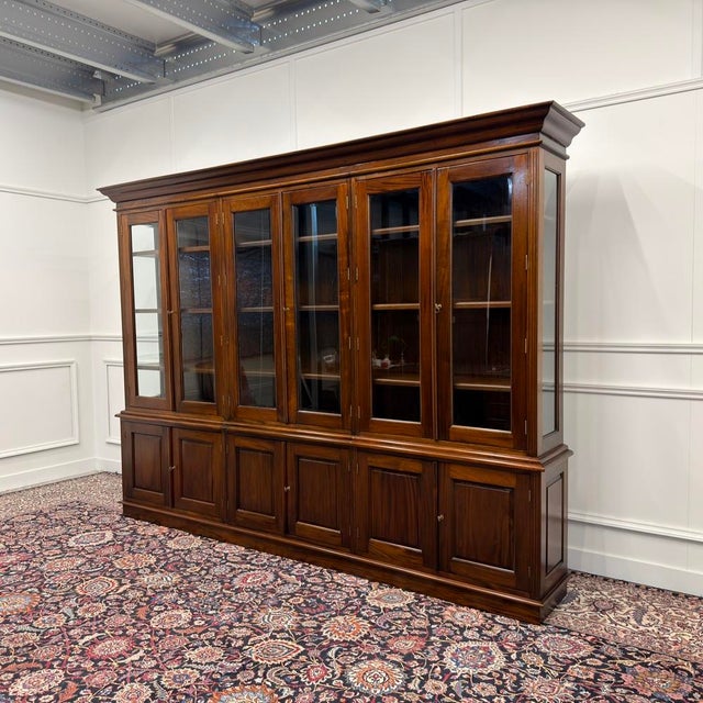 Large English Bookcase with Glass Doors For Sale - Image 4 of 18