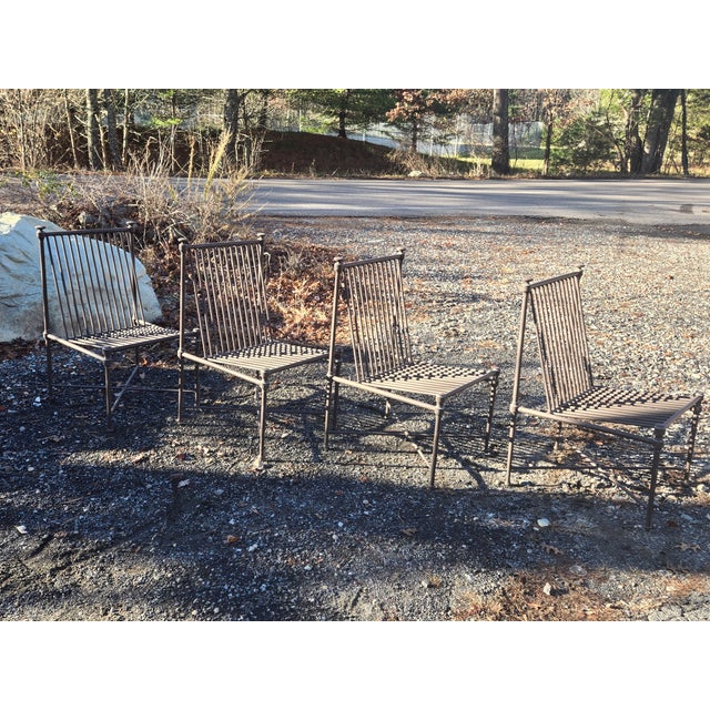 Late 20th Century Restoration Hardware Wrought Iron Patio Catalina Chairs, 4 Pieces For Sale - Image 10 of 10